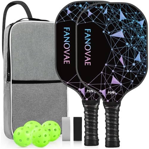 Fanovae Pickleball Paddles Set of 2,Reinforced Fiberglass...