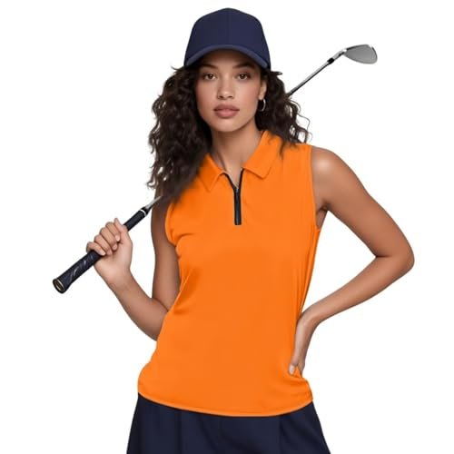 Dserfgiu Orange Golf Tank Tops Tummy Control Sleeveless...