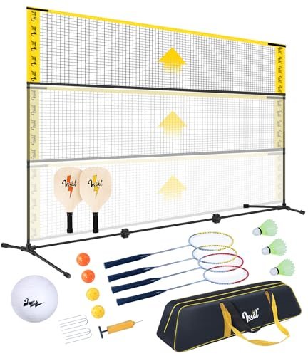 VSSAL 3-in-1 Portable Badminton, Volleyball & Pickleball...