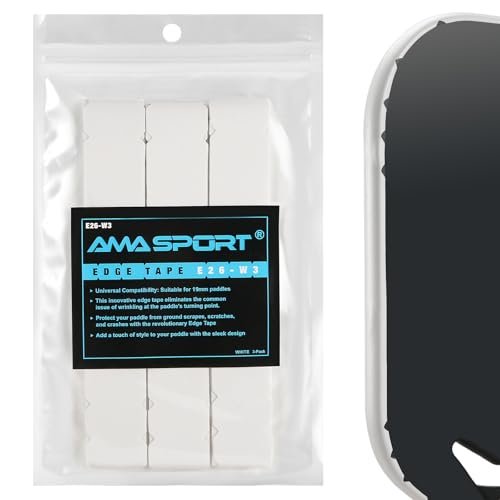 AMA SPORT Pickleball Paddle Edge Guard Tape, 3-Pack, White.
