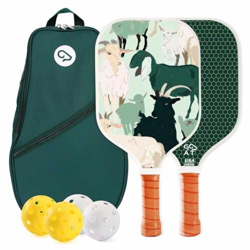 Goat Pickleball Paddles Set of 2, Includes Balls and Travel