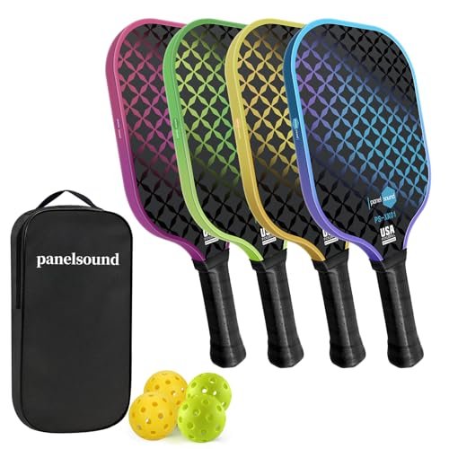 Panel Sound Pickleball Paddles Set of 4, with Case and