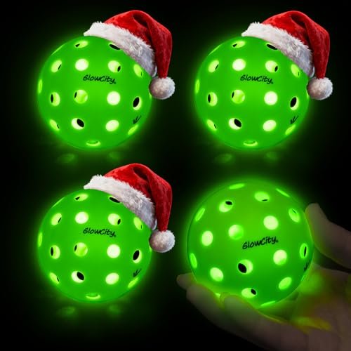 GlowCity LED Pickleball Set: Pack of 4 Glow in Dark