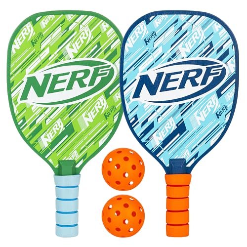 NERF 2 Player Pickleball Paddle Set - Youth Wooden Paddles.