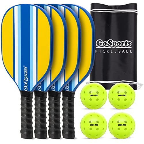 GoSports Pickleball Set with 4 Paddles, 4 Pickleballs and...