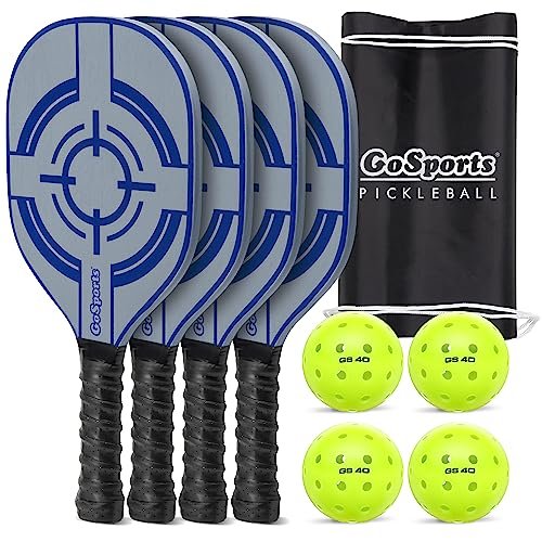GoSports Pickleball Set with 4 Paddles, 4 Pickleballs and...