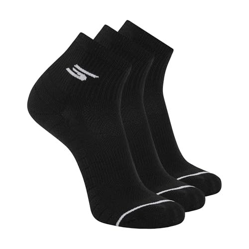 Skechers Men's 3-Pack Pickleball Quarter Crew Socks, Black,...