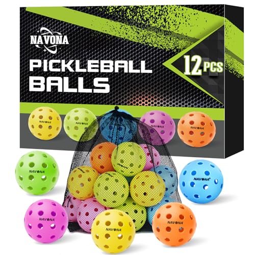 12 Pack Premium 40-Holes Colorful Outdoor Pickleball Balls