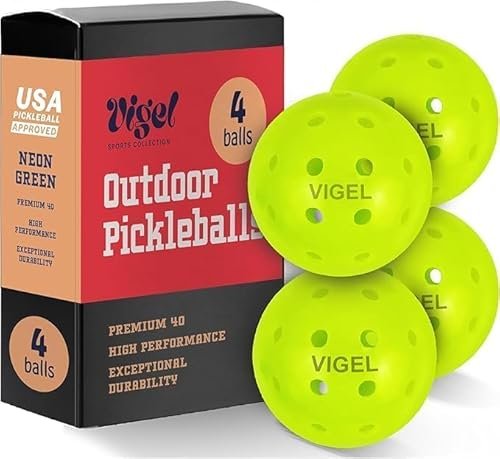 Vigel Premium Outdoor Pickleball Balls Set of Four, USAPA...