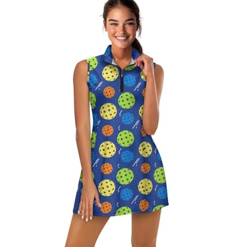 Biyejit Pickleball Print Women’s Tennis Dress Polo with...