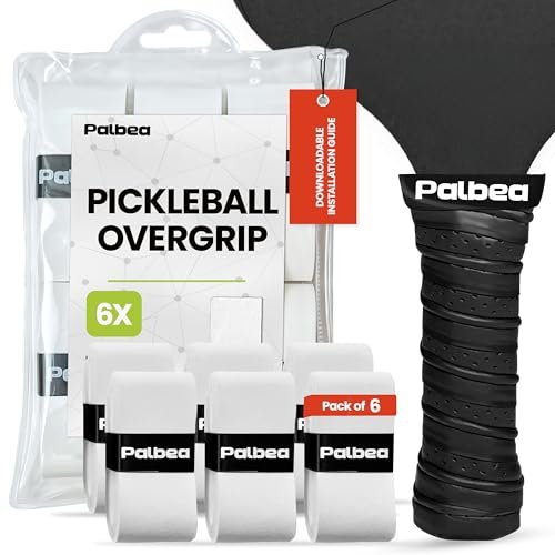 Palbea Pickleball OverGrip Tape - Pack of 6 Tacky White.