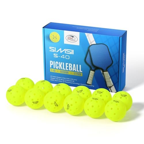 SIMSII S-40 Outdoor Pickleball Balls - 40 Holes, USAPA...