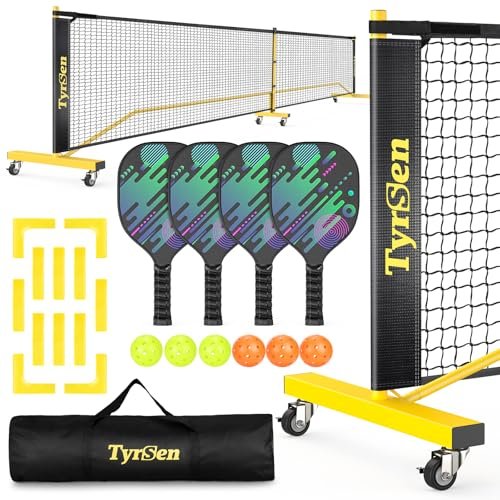 TYRSEN Pickleball Net Set - 22FT Net on Wheels