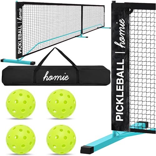 Homie Portable Pickleball Net Set with 4 Balls.