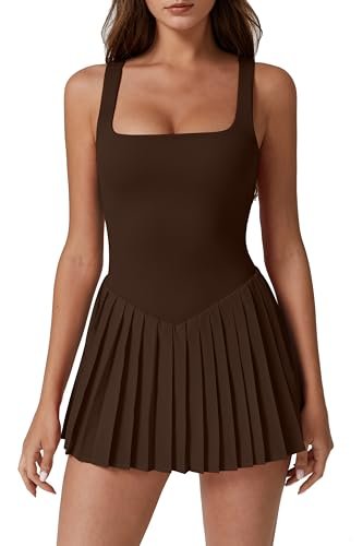 QINSEN Women's Chestnut Medium Slim Fit Square Neck Tennis...