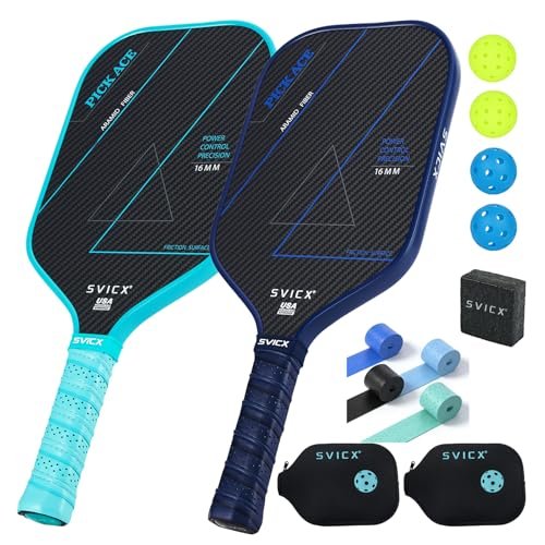 SVICX Pickleball Paddles Set of 2,Carbon Fiber 16mm USAPA...