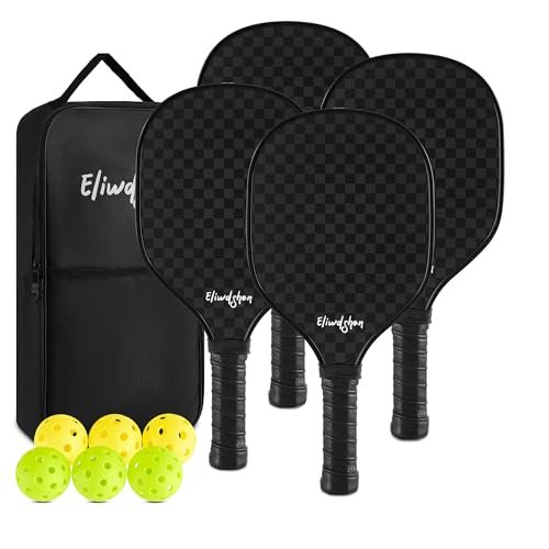 Eliwdshen Pickleball Paddles-Set of 4 Rackets with Balls...
