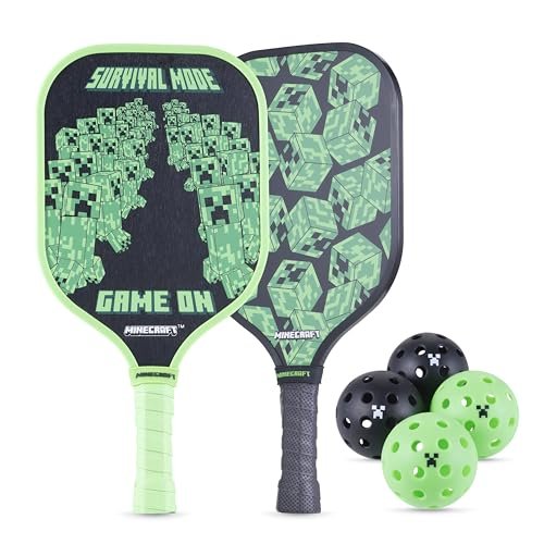 Minecraft Pickleball Set, Includes 2 Paddles, 4 Durable...