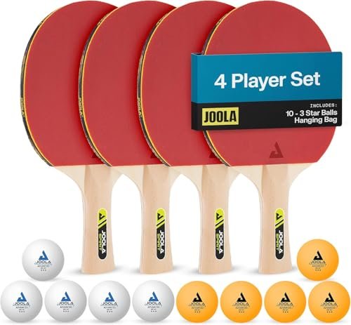 JOOLA Family Premium Ping Pong Paddles Set of 4 with