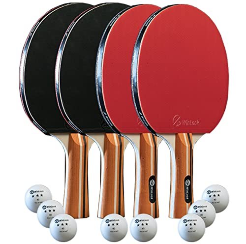 JP WinLook Ping Pong Paddles Sets of Four with Balls