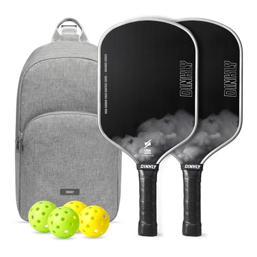 Dinkly Raw Carbon Pickleball Paddles Set of Two, T700 Core.
