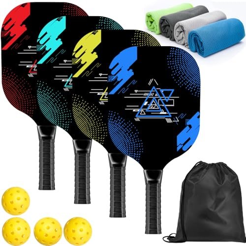 AOPOUL Pickleball Set with 4 Premium Wood Paddles and...