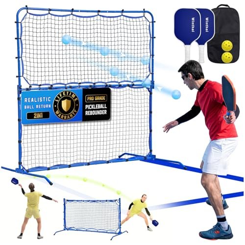 Pickleball Practice Rebounder Net with Pro Paddles Set.
