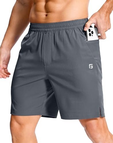 GGJ Men's Lightweight Athletic Shorts with Zipper Pockets...