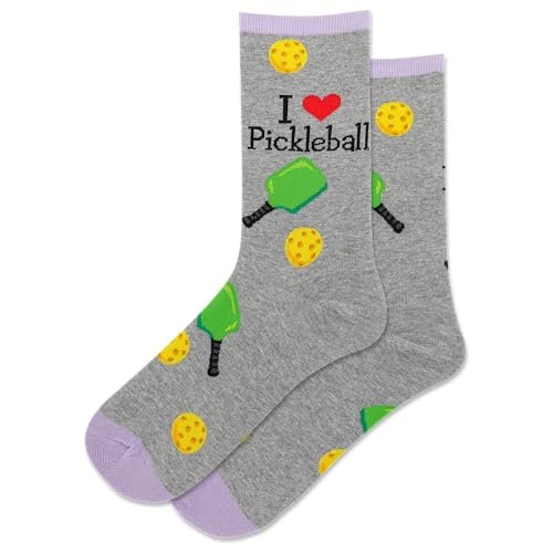 HOTSOX Women's Pickleball Crew Socks 1 Pair Gray Heather