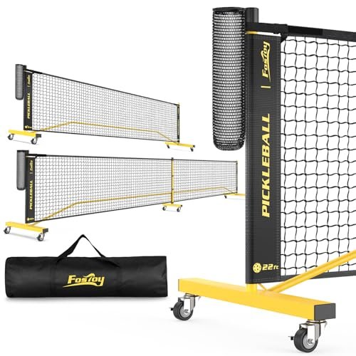 Pickleball Net with Wheels, Portable 2-in-1 Pickle Ball...