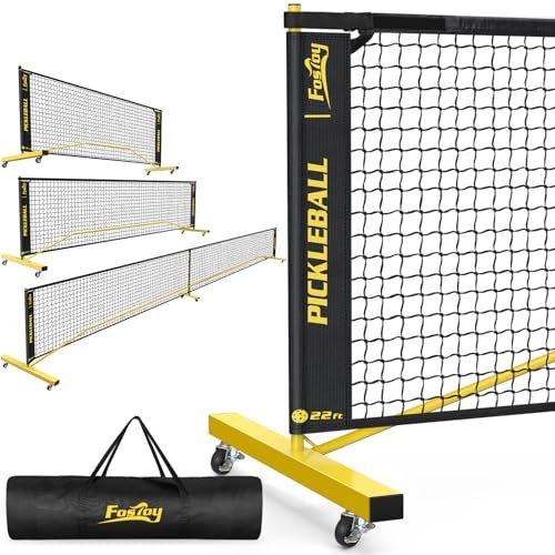 Pickleball Set Net with Wheels, Portable 3in1 All-Weather...