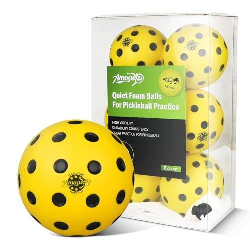 Amoswiz Silent Pickleball Balls, 6 Pack of Soft Foam...