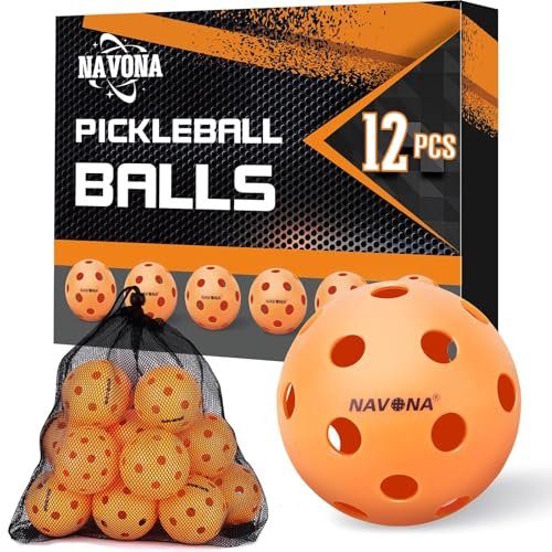 Navona 12 Pack Premium 26-Holes Orange Indoor Pickleball...