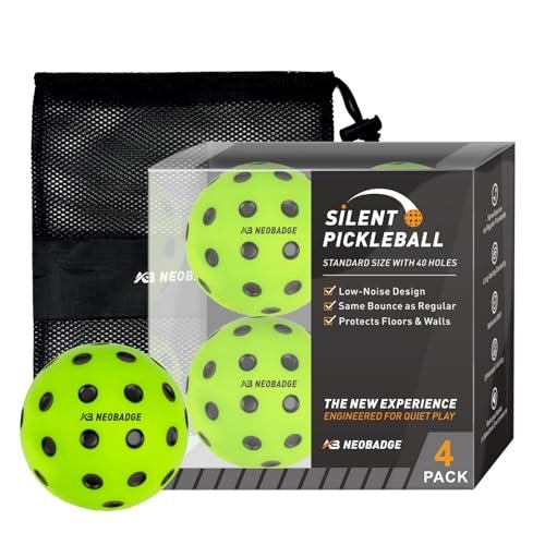 Neobadge Silent Foam Pickleball Balls - Quiet Indoor...