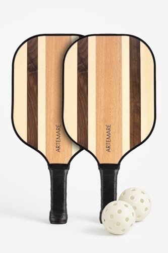 New Traditional Pickleball Paddle Set – 2 Classic Wood...