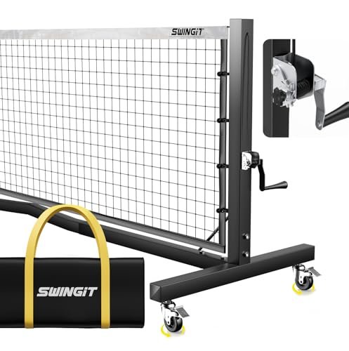 Pro Pickleball Net with Wheels, Hand Crank Tension System.