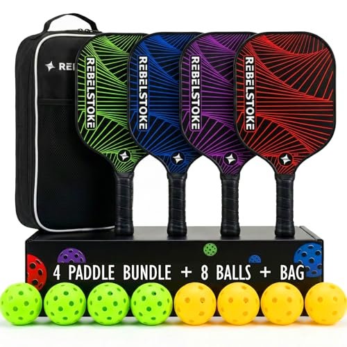 Complete Pickleball Set of 4 with Bag, USA Designed Grip.
