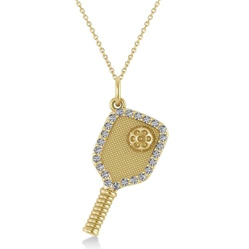 Allurez Diamond Pickleball Paddle Pendant Necklace 14k...