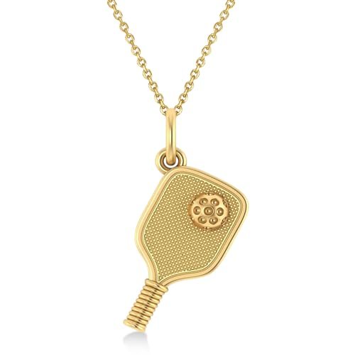 Allurez Large Pickleball Paddle Pendant Necklace 14k Yellow...