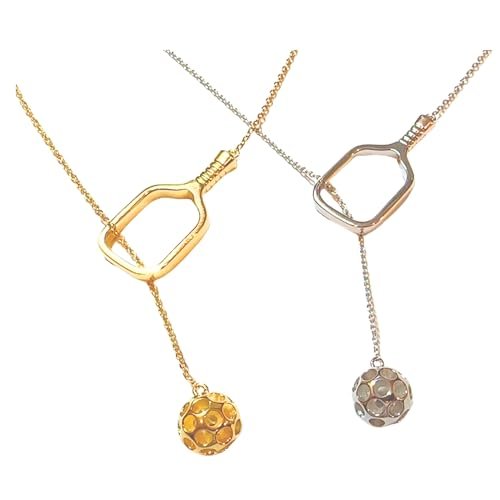 Pickleball Jewelry Lariat Pendant Necklace Open Hollow...