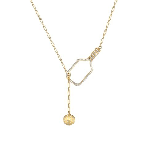 Pickleball Lariat Plus Paddle Necklace - 18k Gold Plate