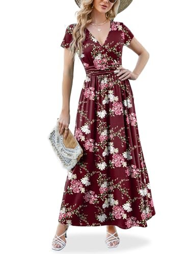 ANRILITA Long Dresses for Women 2026 Trendy Wrap V Neck