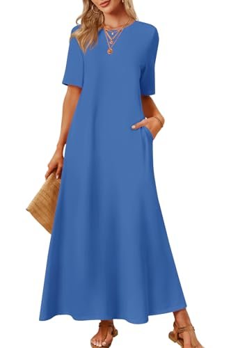 MEROKEETY Summer Spring Maxi Dresses for Women with Pockets