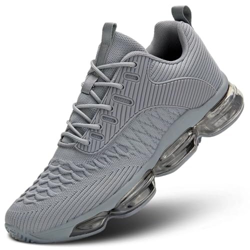 Mens Running Shoes Air Low Top Comfort Walking Sneakers Grey