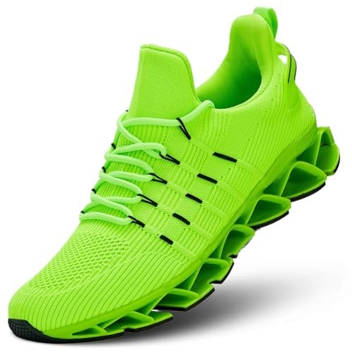 Mens Slip on Walking Running Shoes Blade Fluorescent Green