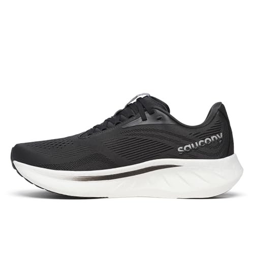 Saucony Men's Ride 18 Sneaker, Black/White, 12.5