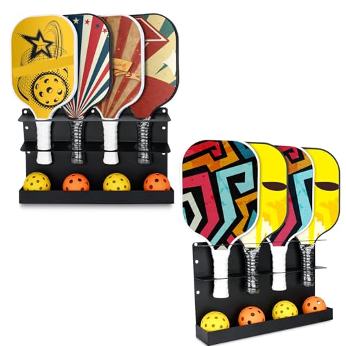 TOPOWN 2PCS Pickleball Paddles Rack/BallRack Holds 8 Each