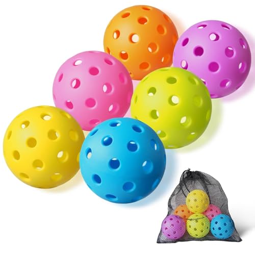 FASIUCHOI 6 Pack Pickle Ball with 40 Holes