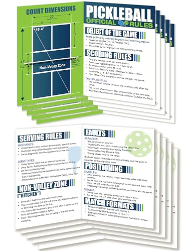 Pickleball Rules Card Set of 5 – Laminated Bi-Fold