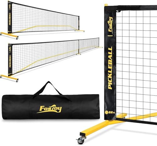 Fostoy Portable Pickleball Net Set with Wheels, 22 FT